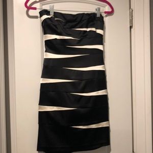 Black and white silk dress